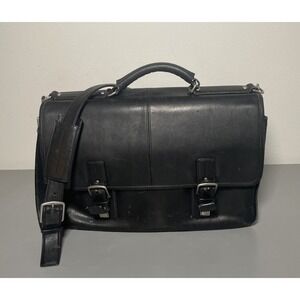 Vintage COACH F06455 Thompson Black Leather Briefcase Laptop Messenger Bag